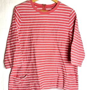 Hastings & Smith Size 1XL Salmon Pink Striped Cotton shirt Short Sleeve Pockets